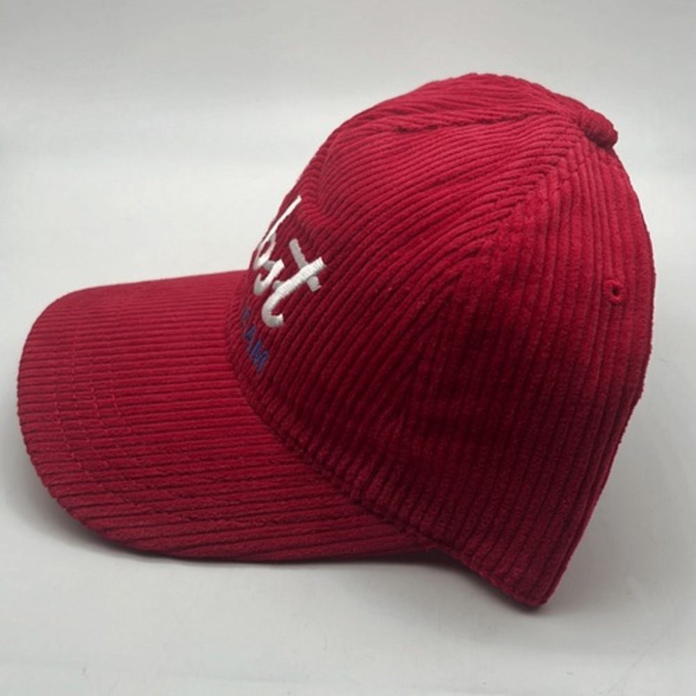 Pabst Blue Ribbon PBR Racing Team Red Corduroy Snapback Adjustable Hat Cap NWT - Picture 3 of 6